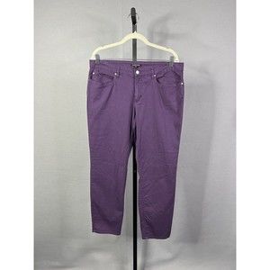 Eileen Fisher Jeans Womens 14 Purple Lightweight Mid Rise Straight Stretch Denim